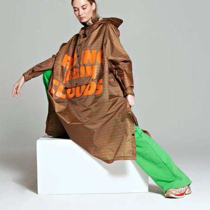 Rainkiss Mantella Antipioggia Poncho Brown Tex Green RAIN PONCHO BRETON BROWN GREEN TEXT RAINKISS 