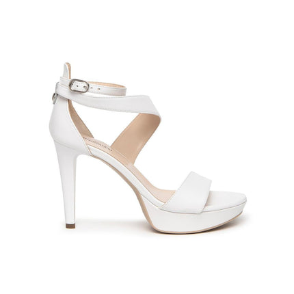 NeroGiardini Sandali Donna con Tacco Stiletto e Plateau in Pelle Bianca - MARIO SPATARELLA