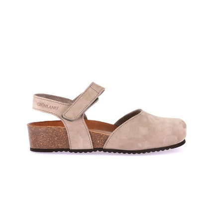 Grunlan Pump Sandali con Zeppa in Pelle Nabuk Taupe SB2412 LEFT TAUPE Grunland 