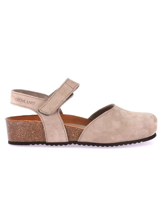 Grunlan Pump Sandali con Zeppa in Pelle Nabuk Taupe SB2412 LEFT TAUPE Grunland 