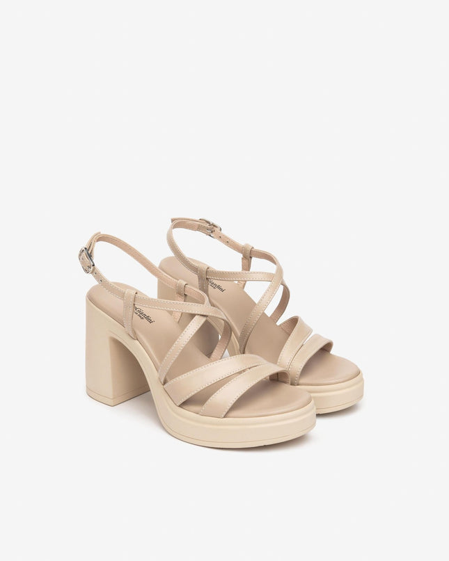 Nero Giardini Sandali Donna con Tacco Alto e Plateau in Pelle Lino - MARIO SPATARELLA