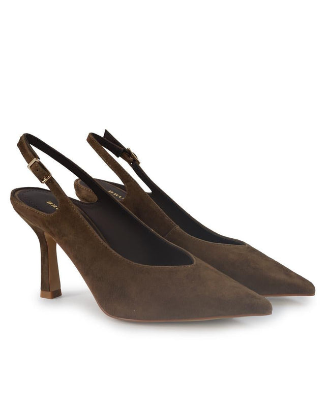 Bruno Premi Mary Jane Sling Back Tacco Stiletto in Camoscio Tabacco - MARIO SPATARELLA