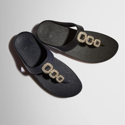 FitFlop Sandali Donna Infradito Nero con Strass HX2-001 FINO CRYSTAL BLACK FitFlop 