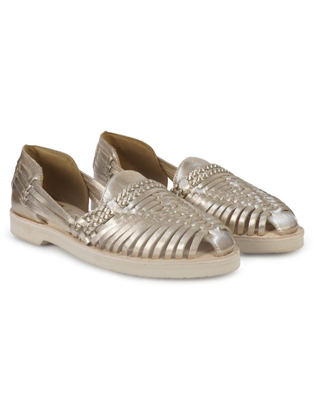 Huarache Mocassino Sandalo Donna in Pelle Laminata Platino 300 MET GOLD Taj 