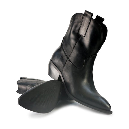 Stivaletto Texano in Pelle Nera ELENA23 TEX BLACK Spatarella 
