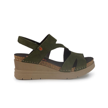 Jungla Sandali Donna con Zeppa in Pelle Nabuk Verde 8018 PRADO Jungla 