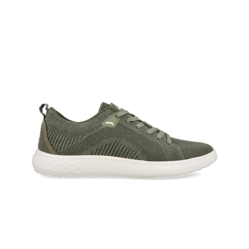 Jeep Sneakers Uomo Bassa in Tessuto Verde KOBI DERBY MILITARY Jeep Footwear 