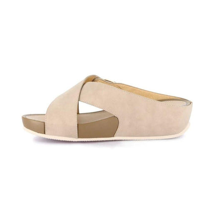 Grunland Sandalo Donna Ciabatta Confort con Velcro in Tessuto Beige - MARIO SPATARELLA