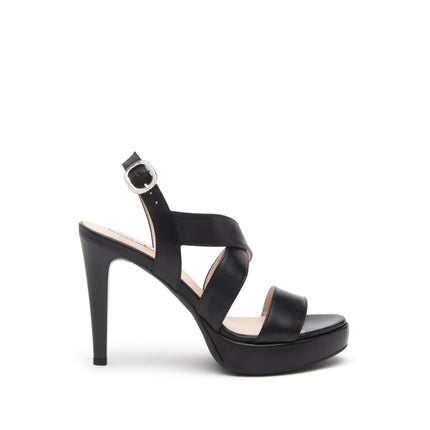 Nero Giardini Sandali Donna con Tacco Alto e Plateau in Pelle Nero E513161DE NERO 100 Nero Giardini 