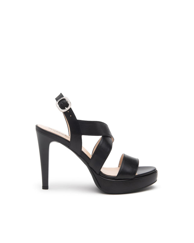 Nero Giardini Sandali Donna con Tacco Alto e Plateau in Pelle Nero E513161DE NERO 100 Nero Giardini 