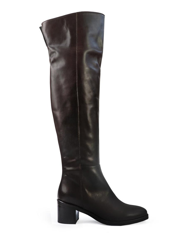 Gianni Crasto Stivale Donna in Pelle Marrone con Tacco Medio e Gambale Alto Sopra il Ginocchio 2530G BROWN Gianni Crasto 