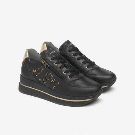 Nero Giardini Sneakers Donna in Pelle Nero e Glitter I514100D NERO 100 Nero Giardini 