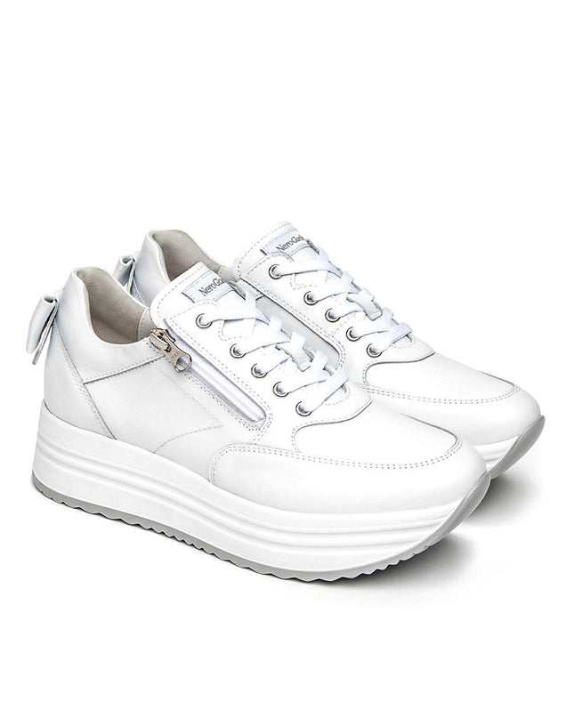 NeroGiardini Sneakers Platform Donna in Pelle Bianca - MARIO SPATARELLA