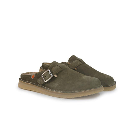 Jungla Sandalo Sabot Barefoot Donna con Fibbia in Camoscio Verde - MARIO SPATARELLA