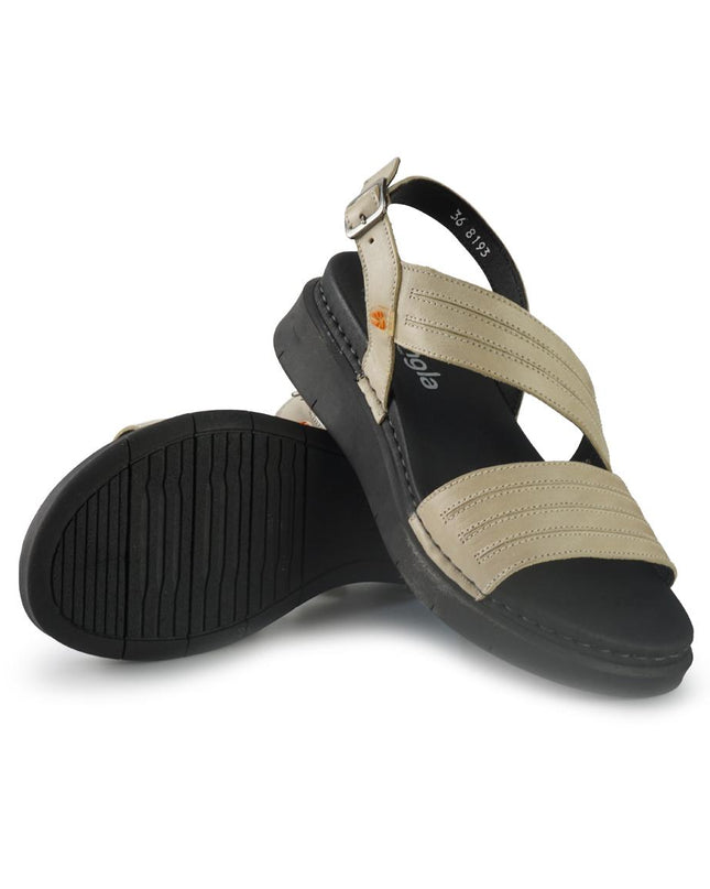 Jungla Sandali Donna Zeppa Bassa in Pelle Bianco Off 8193 BEACH Jungla 