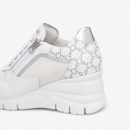 Nero Giardini Sneakers Donna con Zeppa in Pelle Bianca E512940D BIANCO 707 Nero Giardini 