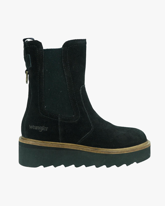Stivaletti Donna in Camoscio Nero con Zeppa JANE CHELSEA BLACK Wrangler 