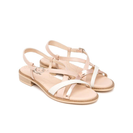 Nero Giardini Sandalo Donna Basso in Pelle Osso Multi - MARIO SPATARELLA