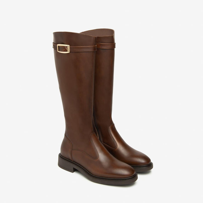 Nero Giardini Stivali Bassi Cavallerizza in Pelle Marrone I514714D BEIGE 412 Nero Giardini 