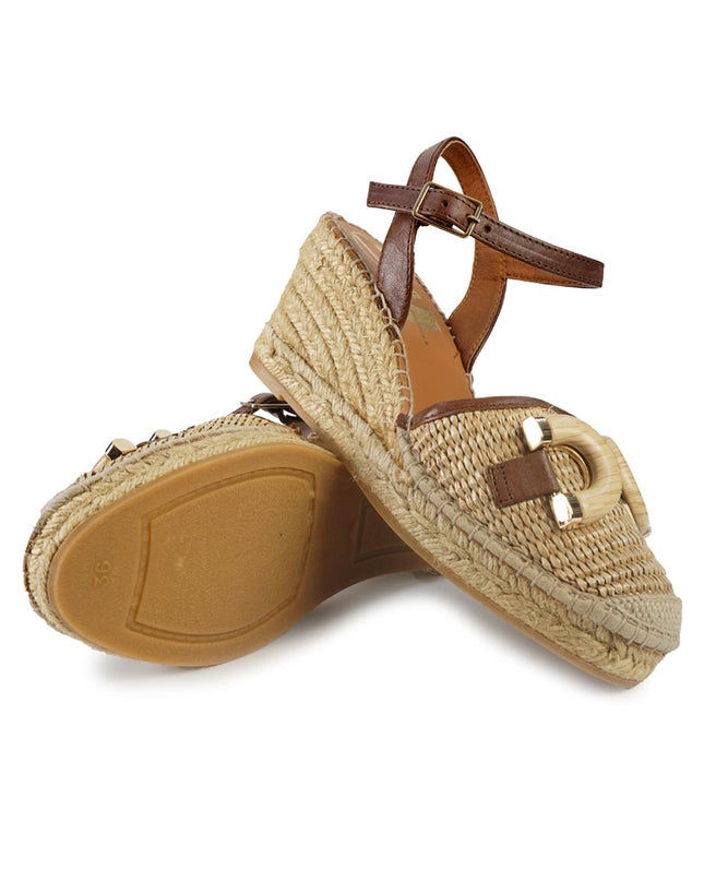 Viguera Espadrillas Alta in Pelle e Raffia 2206 NATURAL Viguera 