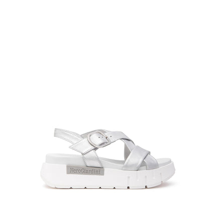 Nero Giardini Sandali Donna con Zeppa in Pelle Argento E513697D ARGENTO 700 Nero Giardini 
