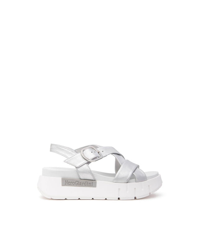 Nero Giardini Sandali Donna con Zeppa in Pelle Argento E513697D ARGENTO 700 Nero Giardini 