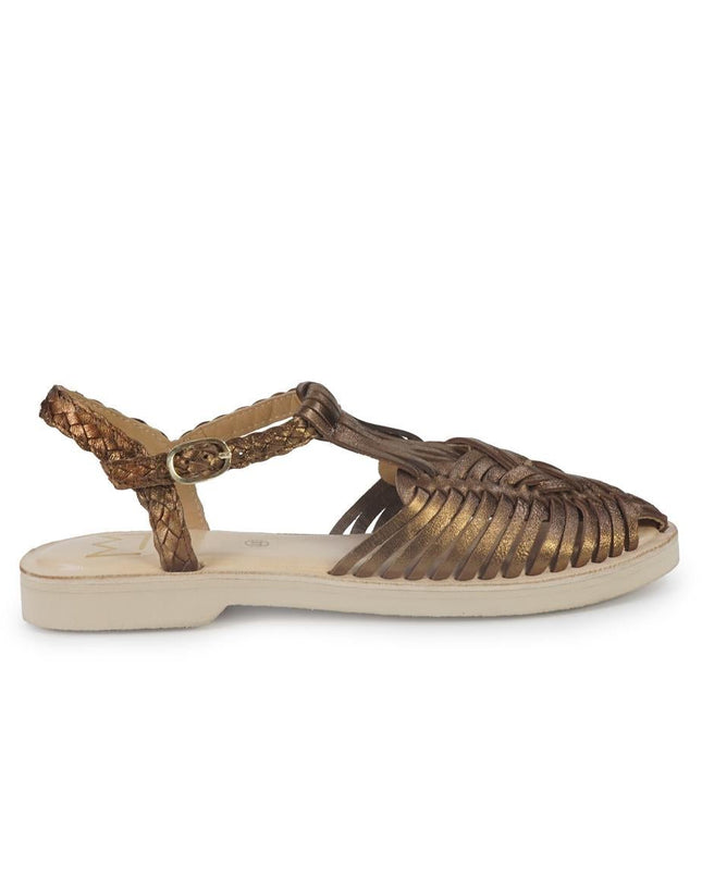 Huarache Sandalo Donna in Pelle Laminata Bronzo - MARIO SPATARELLA