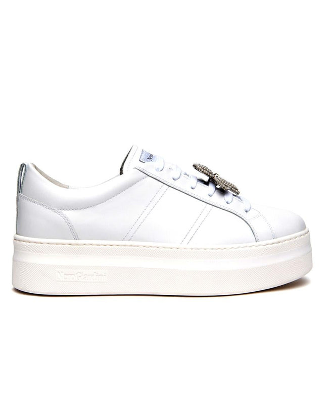 NeroGiardini Sneakers Platform Donna in Pelle Bianca con Charms - MARIO SPATARELLA