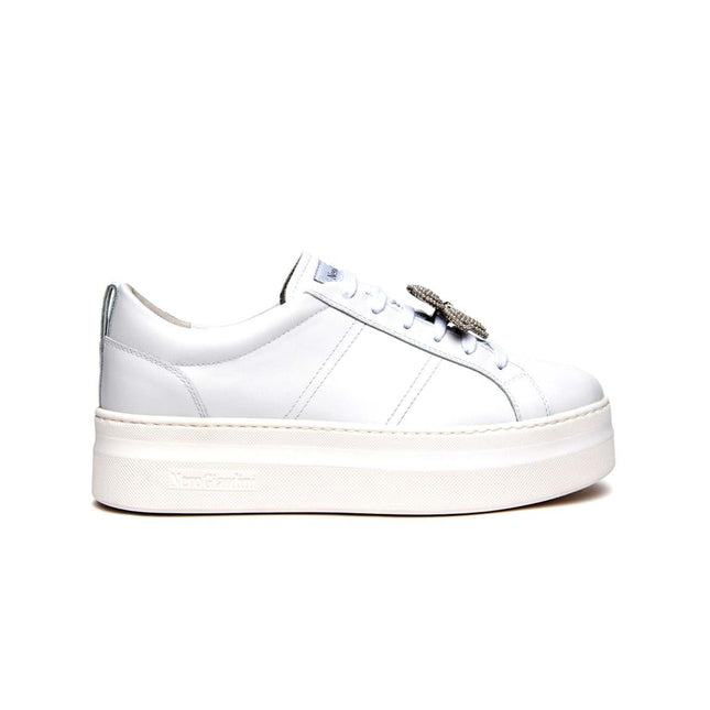 NeroGiardini Sneakers Platform Donna in Pelle Bianca con Charms - MARIO SPATARELLA