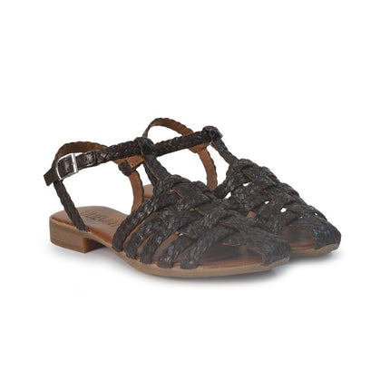 Vueva Sandali Infradito Flat Donna in Pelle Intrecciata Marrone - MARIO SPATARELLA