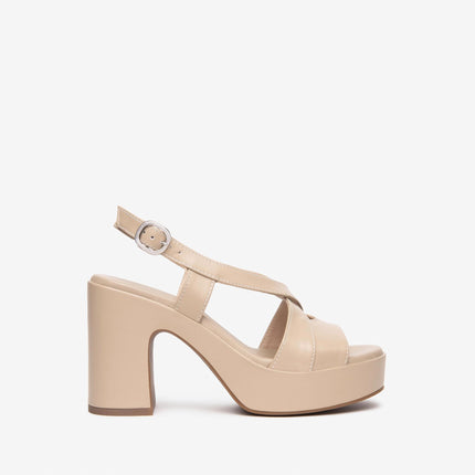 Nero Giardini Sandali Donna con Tacco e Plateau in Pelle Lino E513640D LINO 453 Nero Giardini 
