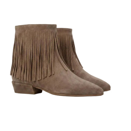 Spatarella Stivaletto Donna Tubolare con Frange in Camoscio Marrone - MARIO SPATARELLA