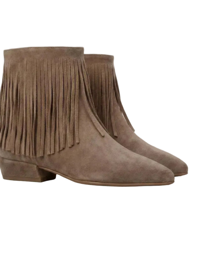 Spatarella Stivaletto Donna Tubolare con Frange in Camoscio Marrone - MARIO SPATARELLA