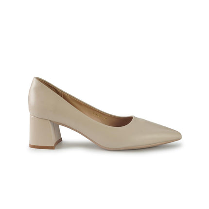 Francesco Milano Decollete in Pelle Beige Tacco Largo F11-01A SACCHETTO Francesco Milano 
