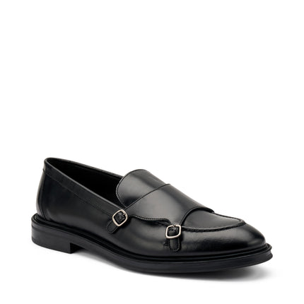 Frau Mocassini Uomo con Doppia Fibbia in Pelle Nero 71L0 TOLEDO BLACK Frau 