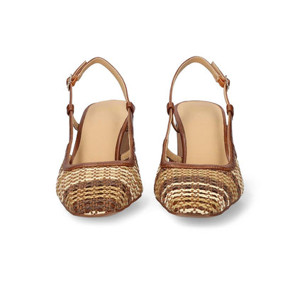 Exe Chanel Sling Back Donna Intrecciato Multi Cuoio 2514-2506 BROWN BEIGE Exe 