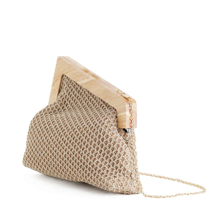 Exe Borsa Clutch Pochette Donna a Mano e Tracolla in Tessuto Beige M012 LAMINATO Exe 