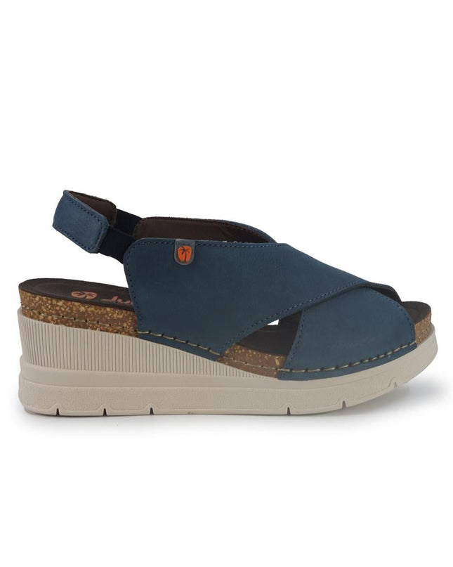 Jungla Sandali Donna con Zeppa in Pelle Blu - MARIO SPATARELLA