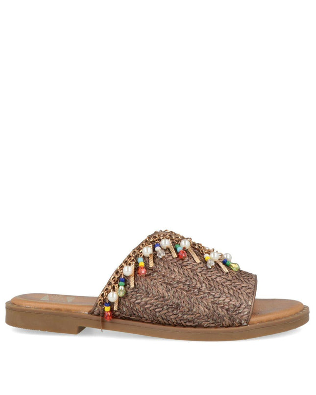 O-Joo Sandalo Flat Donna in Tessuto Marrone Multicolor MILEY CARRIBEAN BROWN O-JOO 