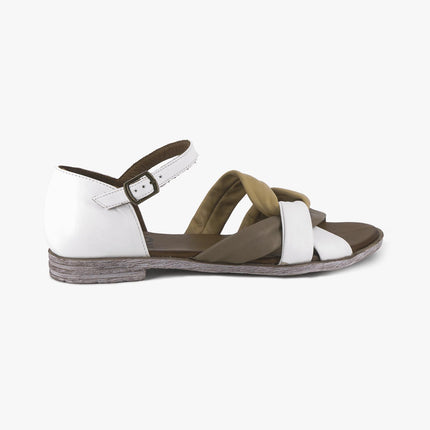 Sandali Donna Bassi in Pelle Y3405 BIANCO Bueno 