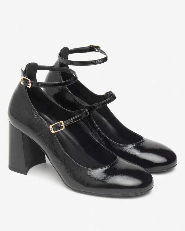 Nero Giardini Mary Jane con Doppio Cinturino in Vernice Nero - MARIO SPATARELLA