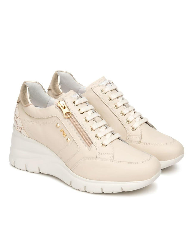 NeroGiardini Sneakers con Zeppa in Pelle Milk - MARIO SPATARELLA