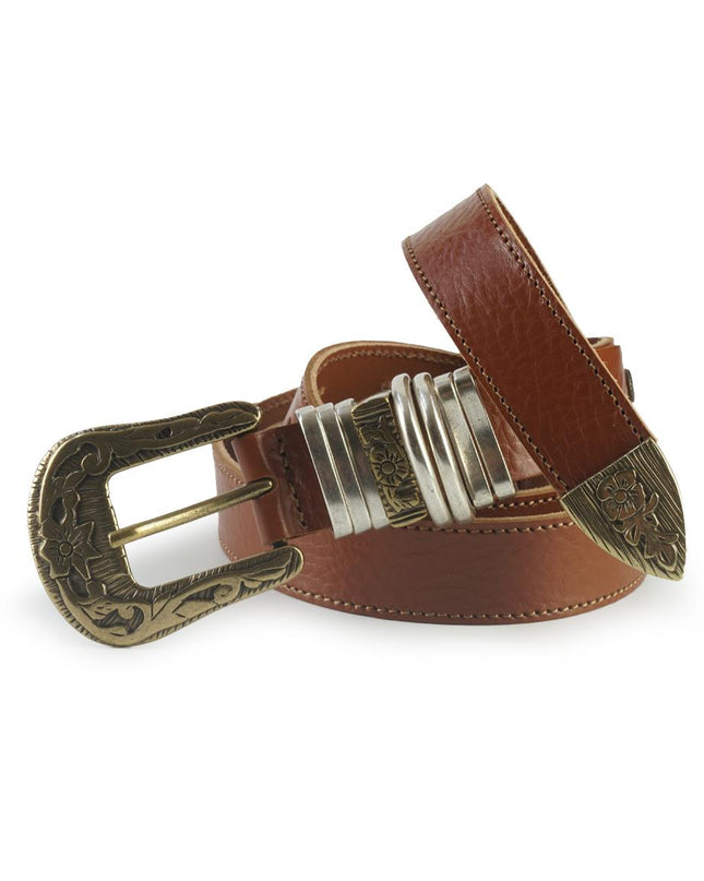 Cintura Texana Donna in Pelle Cuoio 10425/25 SELLA Spatarella 