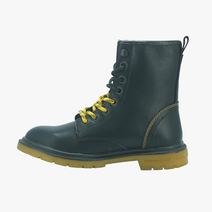 Anfibi Donna in Pelle Nera SPIKE TAPE MID BLACK / OCRE Wrangler 