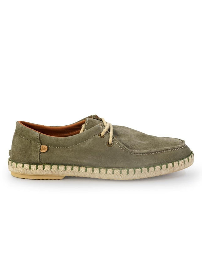 Espadrillas Verbenas Bassa con Lacci da Uomo in Camoscio Kaki Verde - MARIO SPATARELLA