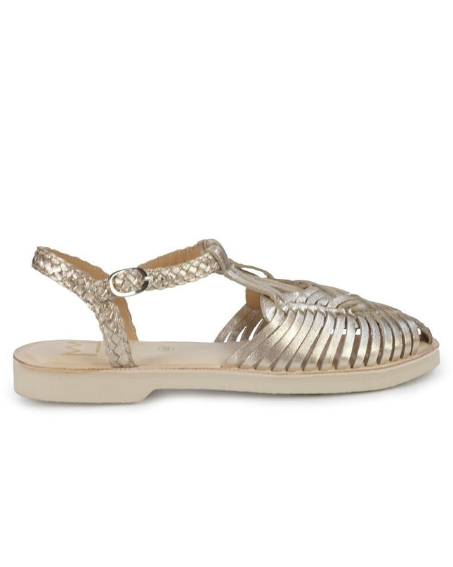 Huarache Sandalo Donna in Pelle Laminata Platino - MARIO SPATARELLA