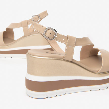 Nero Giardini Sandali Donna con Zeppa in Pelle Lino E513520D LINO 453 Nero Giardini 