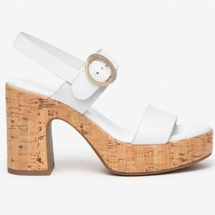 Sandali Donna Bianco Plateau Sughero E410391D BIANCO 707 Nero Giardini 