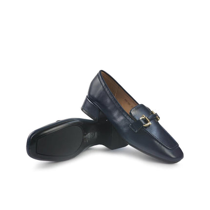 Mocassini Donna con Tacco e Morsetto in Pelle Blu - MARIO SPATARELLA