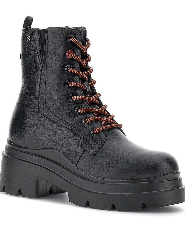Anfibi Donna Combat Pelle Nero THAMI 5 220309 BLACK Stonefly 